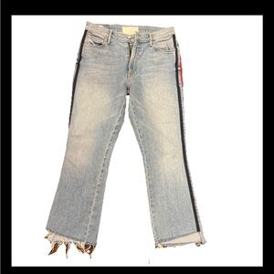 MOTHER Light Blue Jeans with Black and Red Stripes